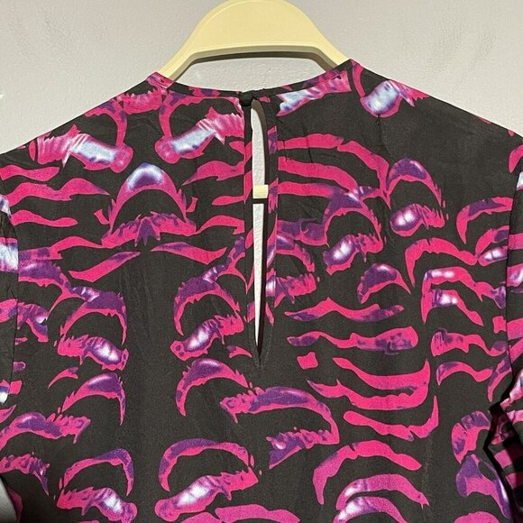 Kardashian Blouse Women Size XS Vneck Peplum Colorful Ruffle Pleat Funky Party - Picture 4 of 12